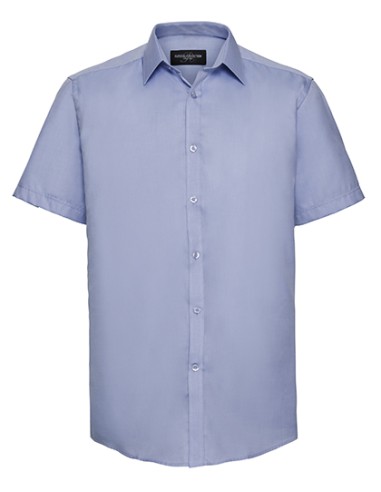 RUS-0R963M0-Mens Short Sleeve Tailored Herringbone Shirt